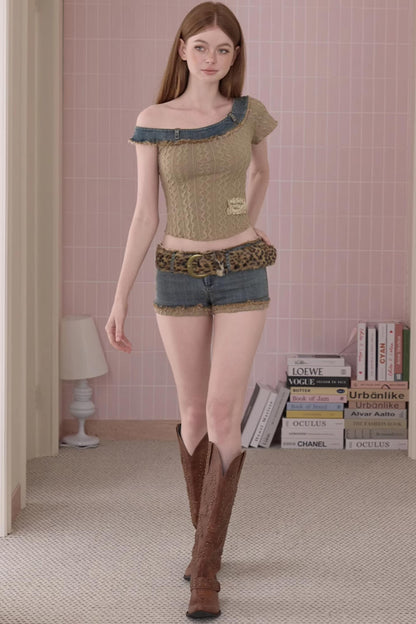 Distressed Denim Shorts