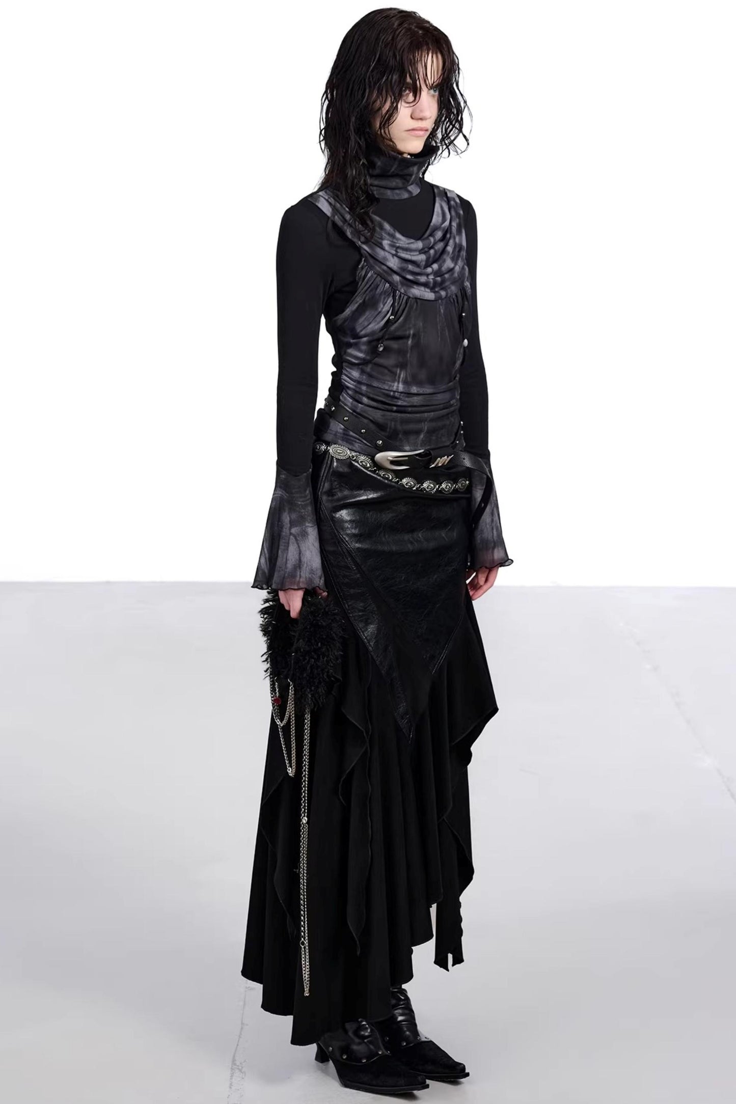 Mesh Paneled Beaded Top