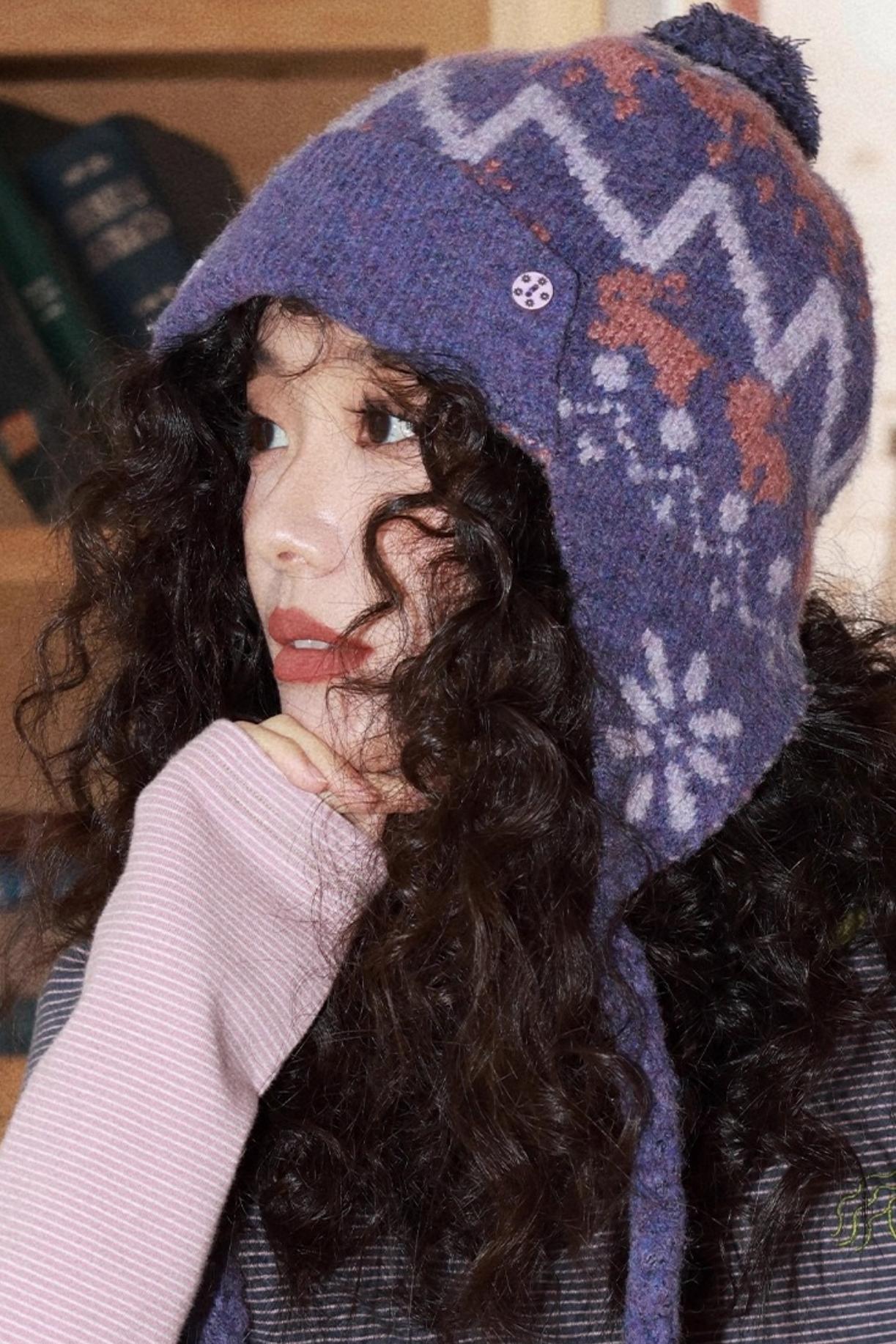 Purple Mist Wool Balaclava Hat