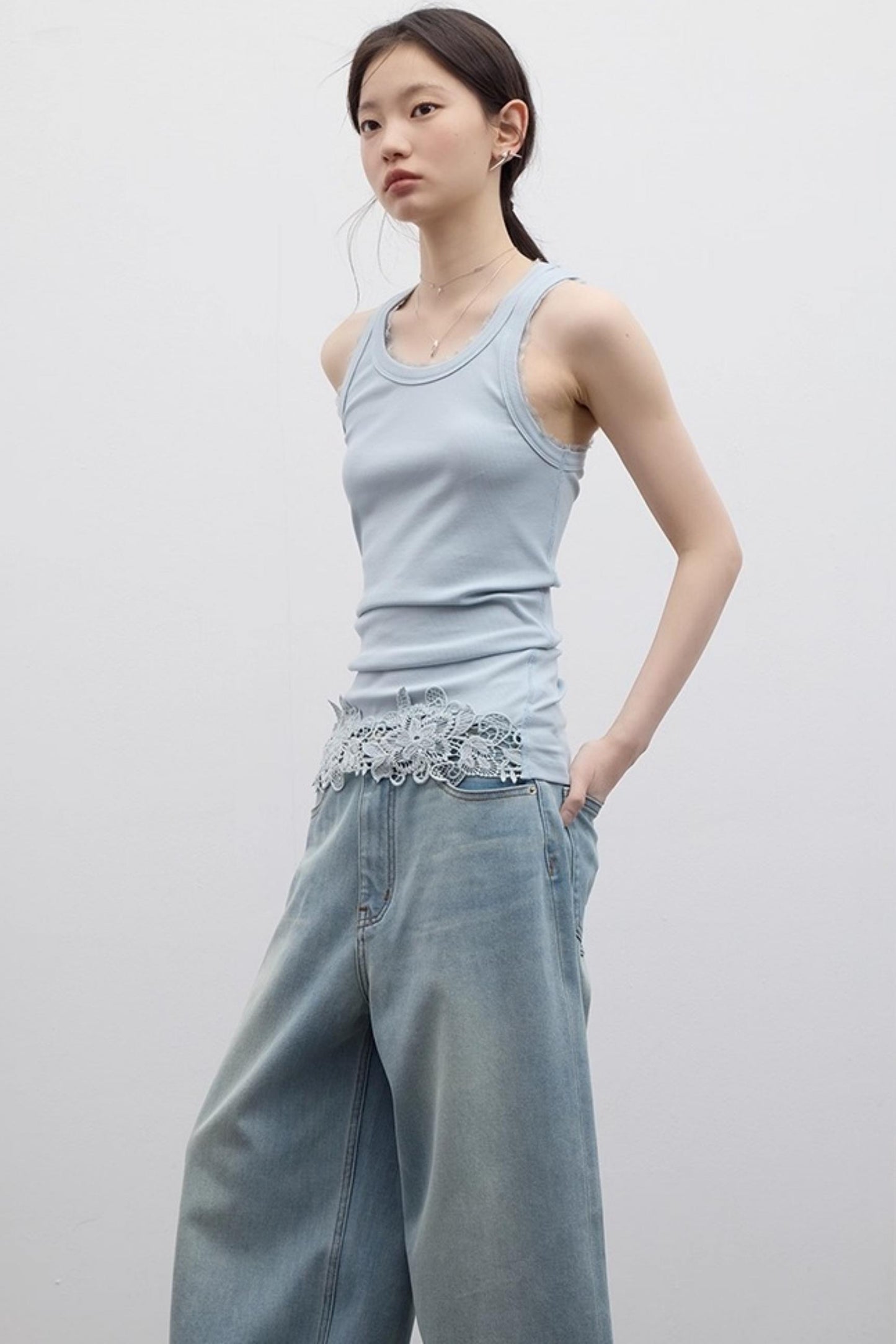 Vintage Light Blue Wide-Leg Jeans