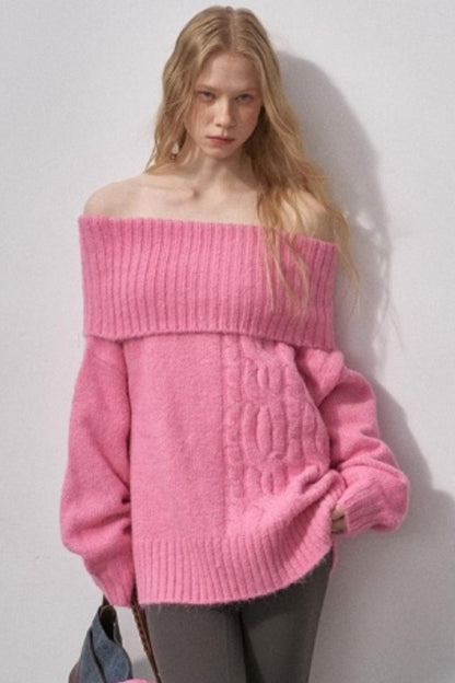 One-Shoulder Cable-Knit Sweater