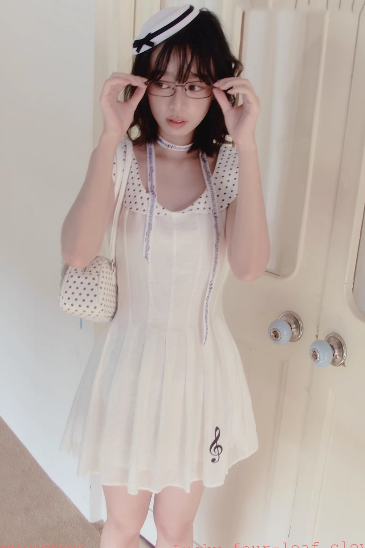 White Polka Dot Embroidered Babydoll Dress