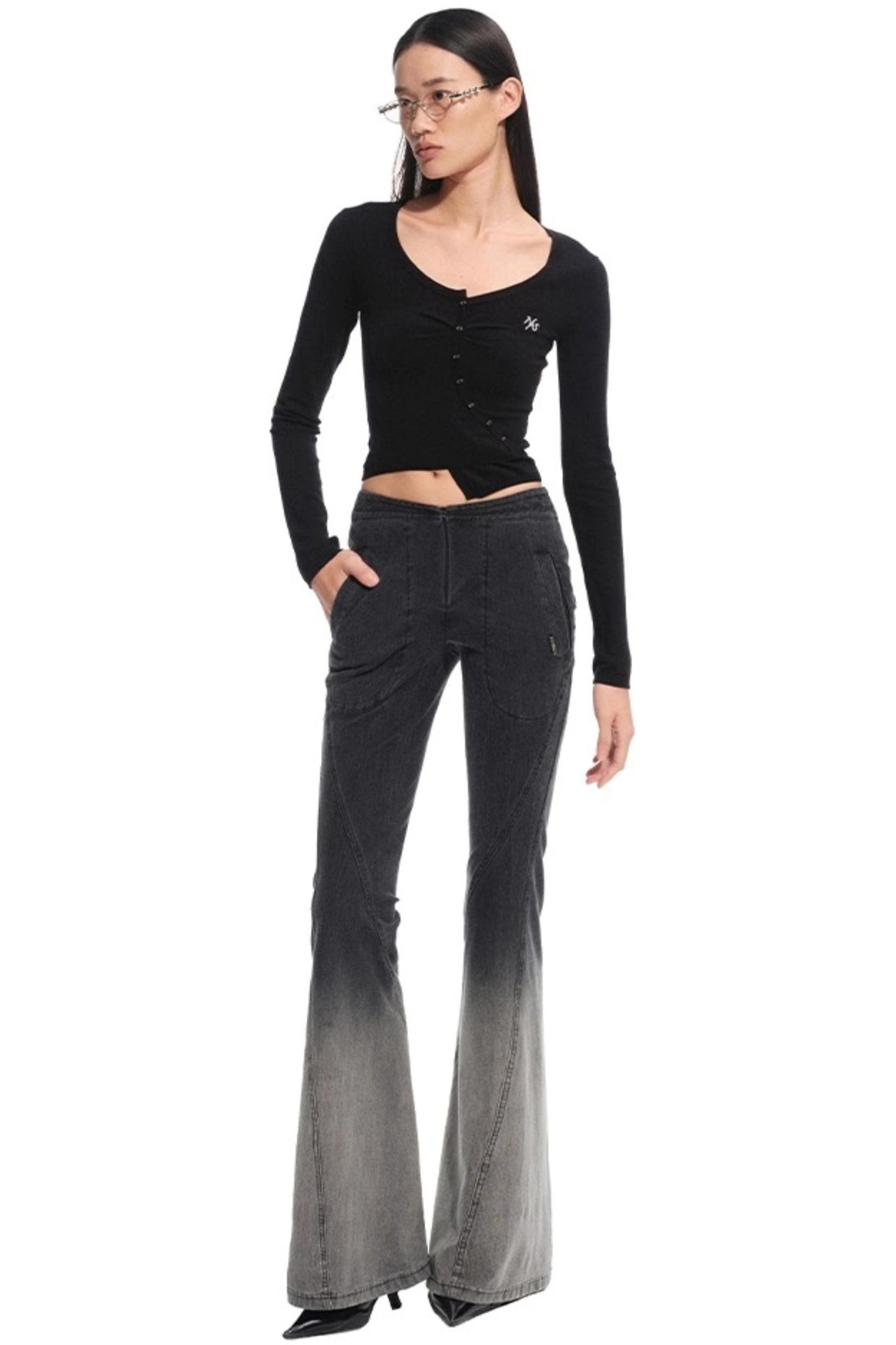 Blue Silk Asymmetrical Knit Top