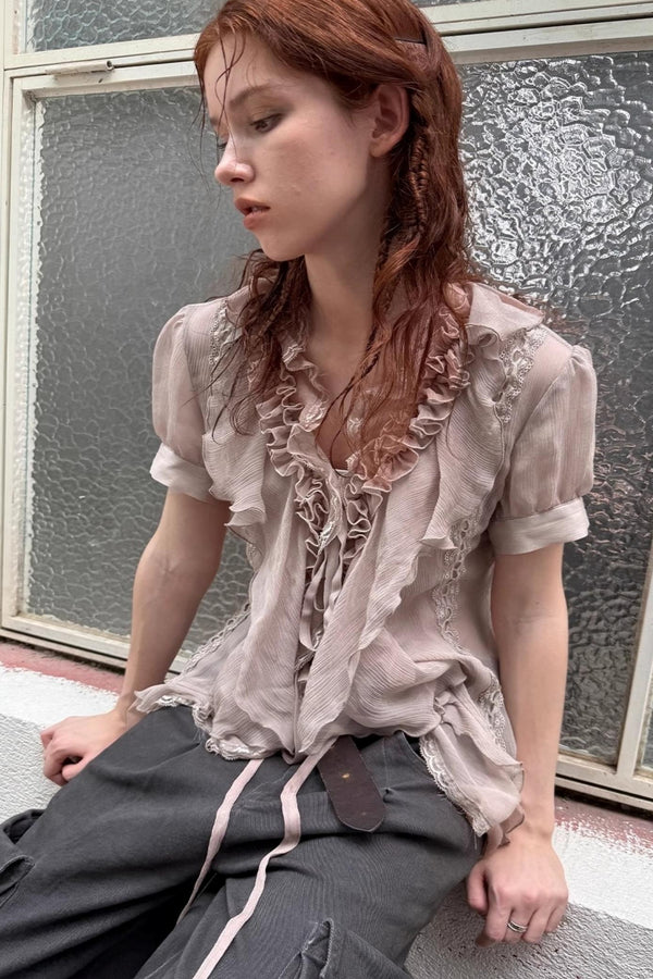 Gauze Ruffle Shirt