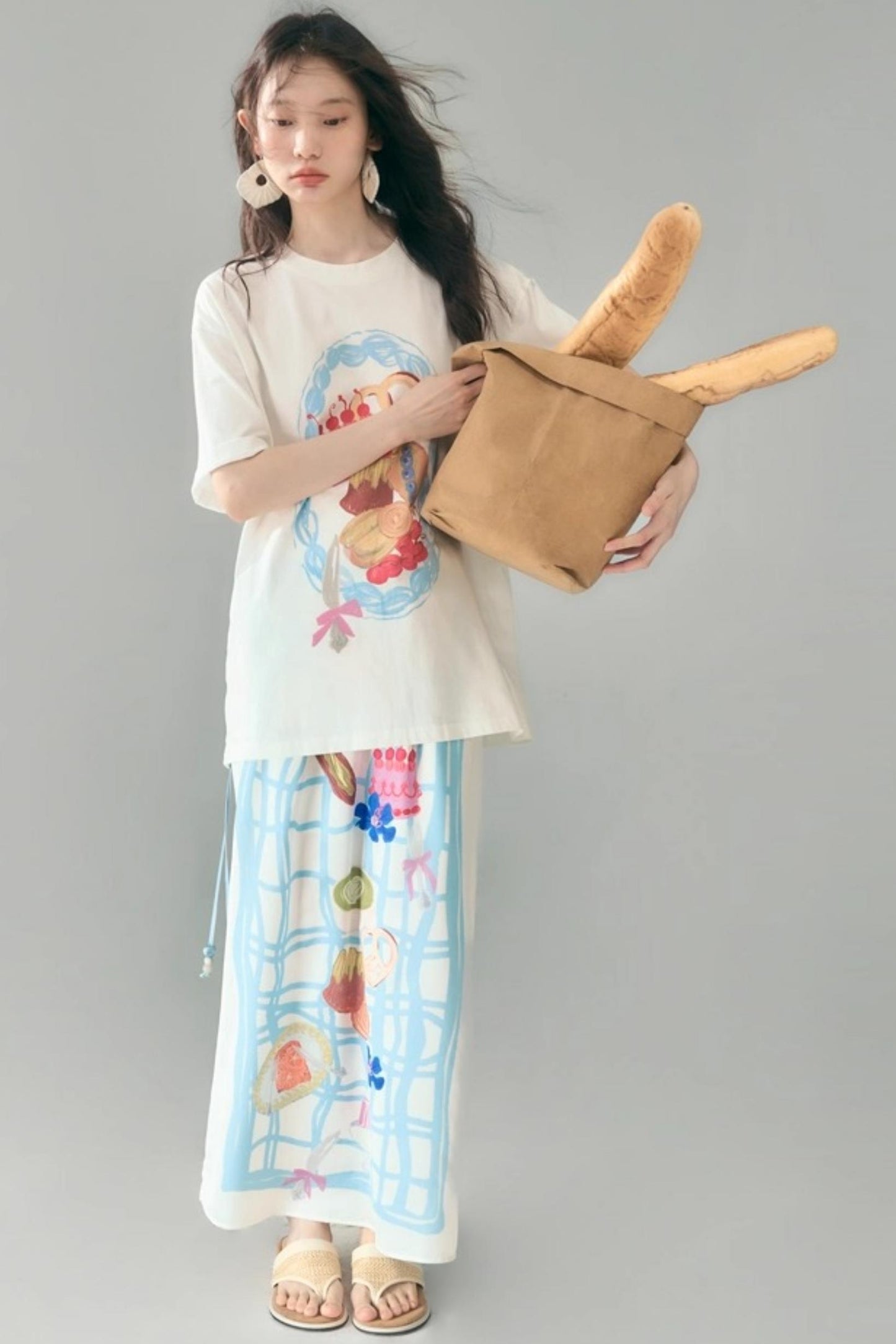 Hand-Painted Crewneck Cotton T-Shirt