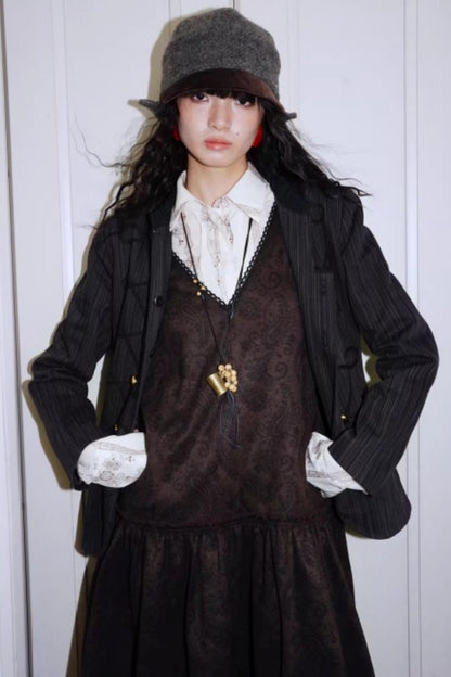 Vintage Pleated Loose Long Sleeve Shirt