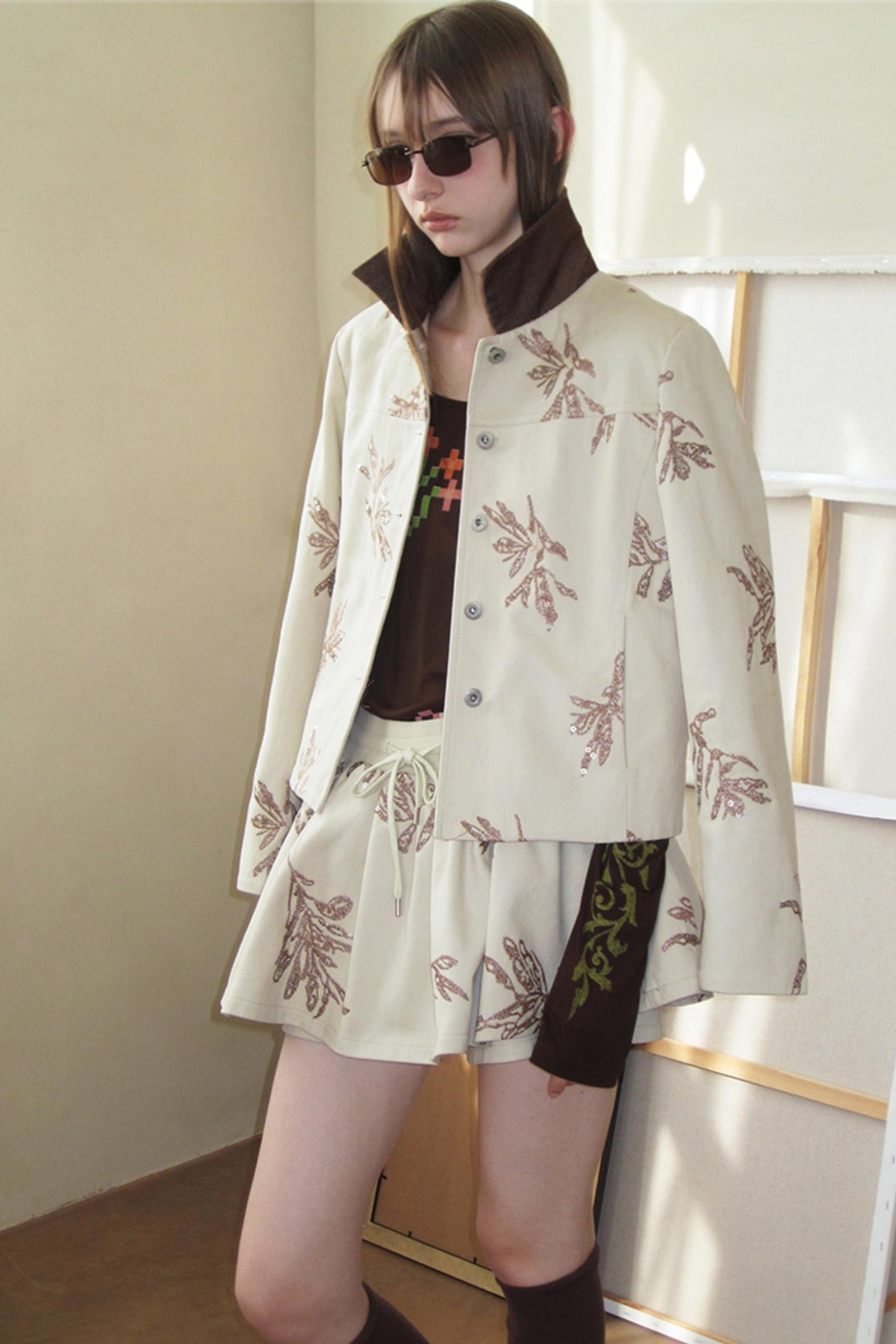 Thorns Embroidered Denim Jacket Set-Up