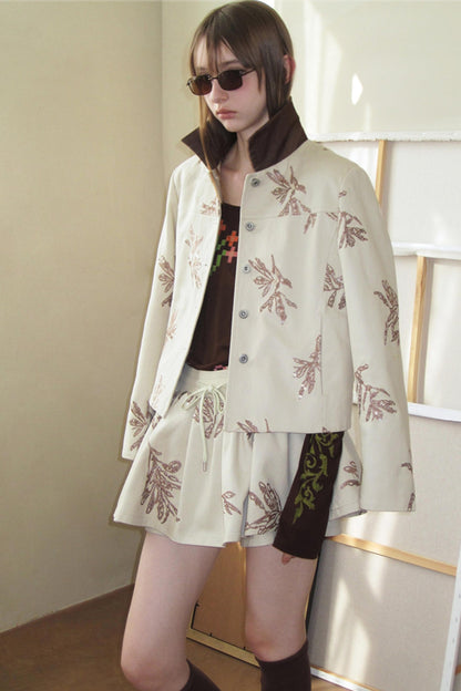 Thorns Embroidered Denim Jacket Set-Up