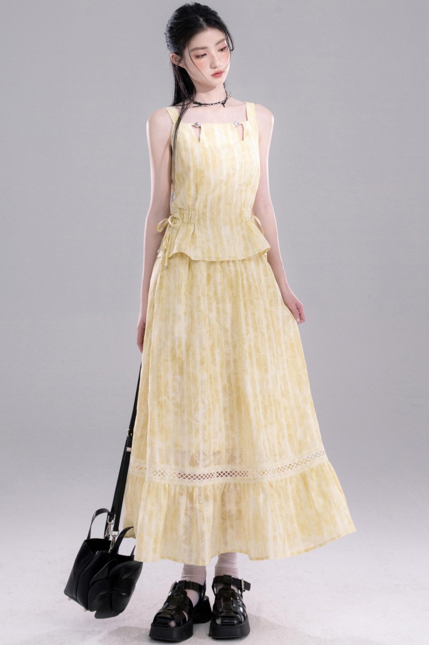 Sandalwood Drawstring Ensemble Skirt Set-Up