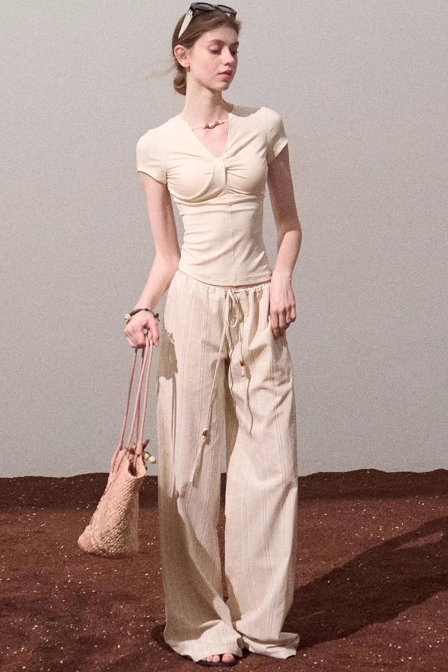 V-Neck Beaded T-Shirt