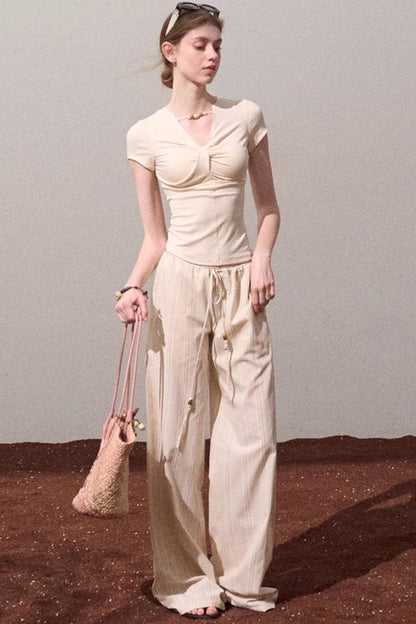 V-Neck Beaded T-Shirt