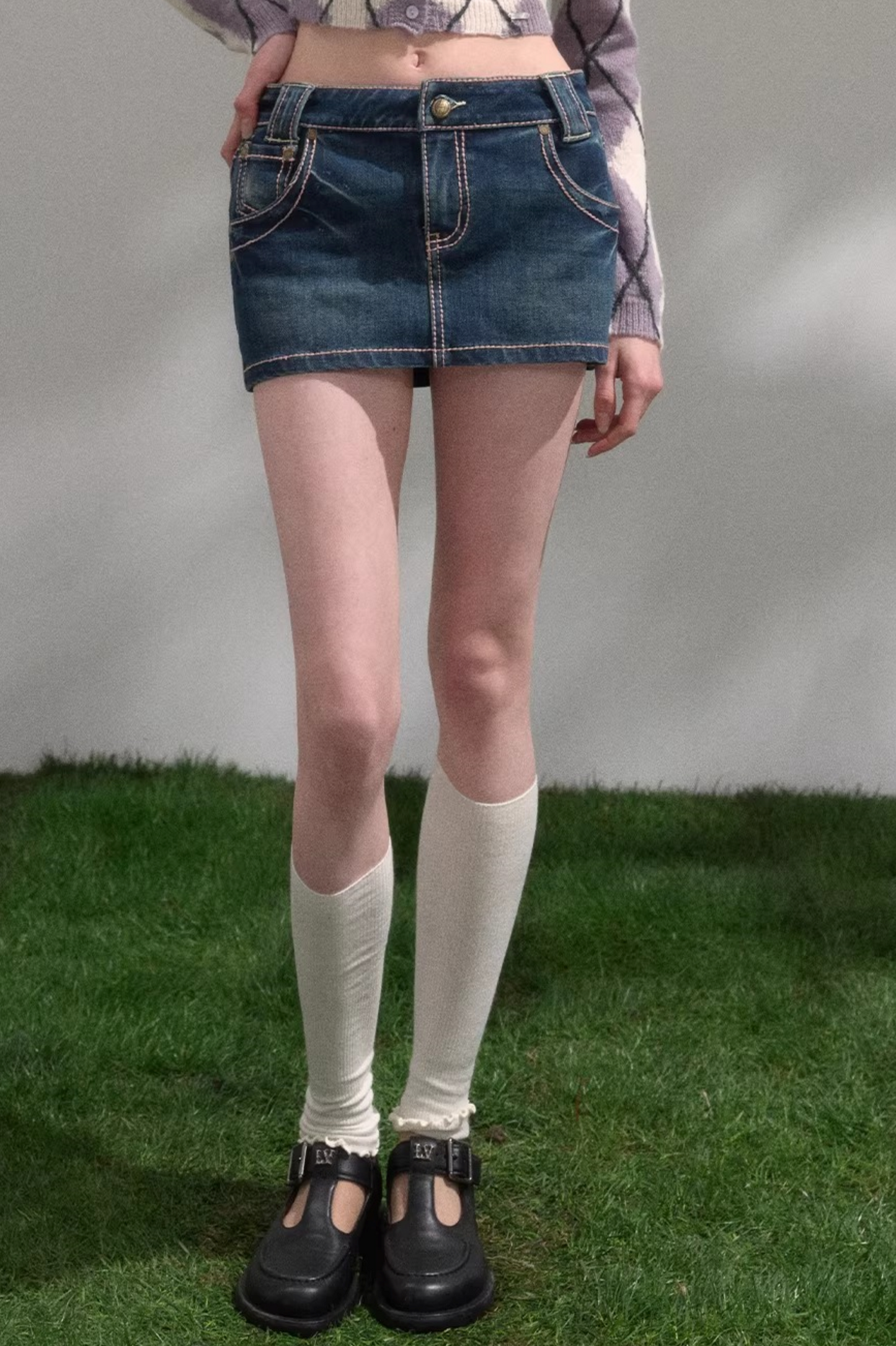 Retro Jeansrock mit Waschung