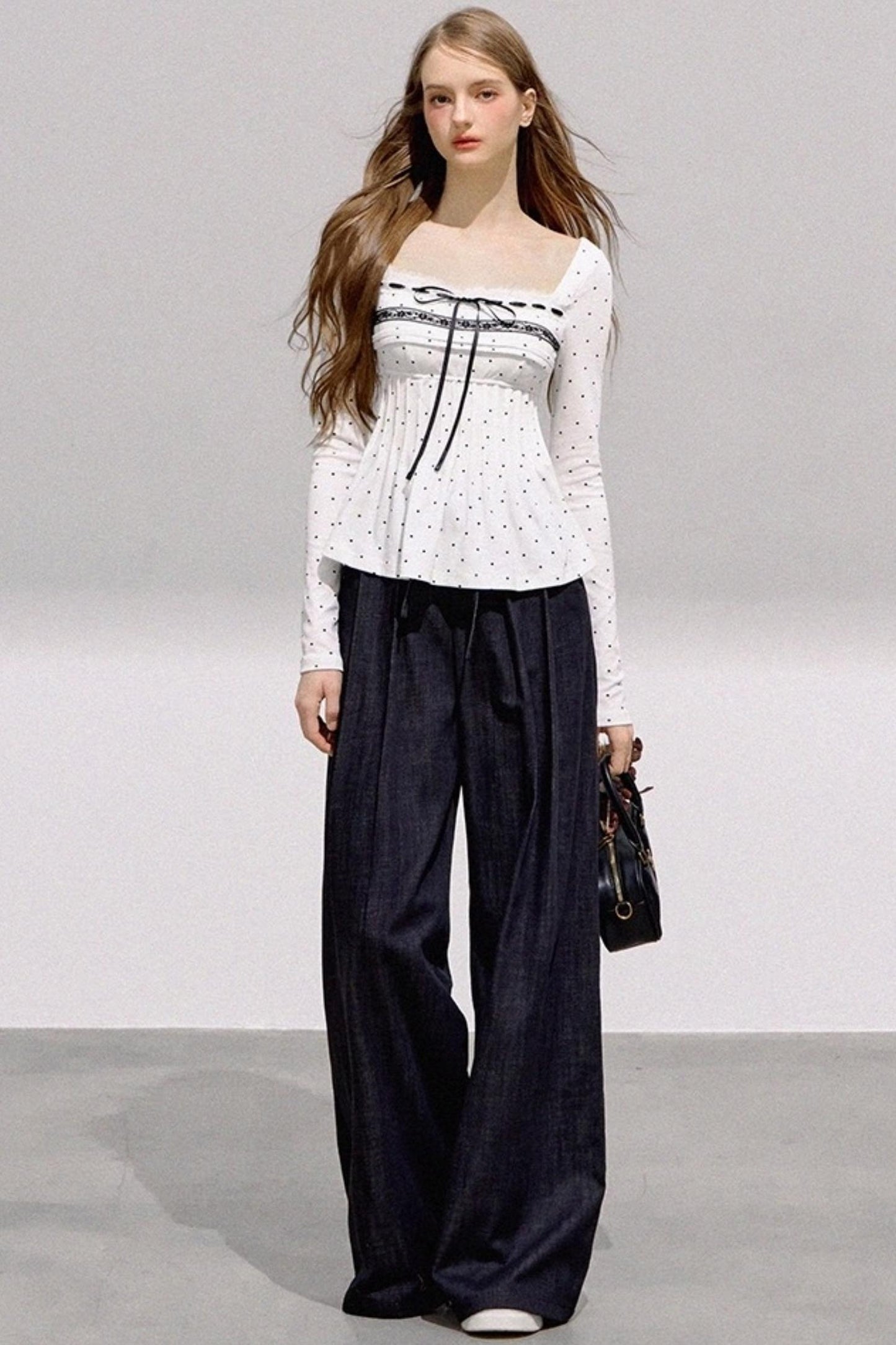 Lace Bow Polka Dot Top Set-Up