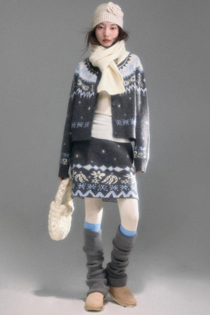 Snowflake Jacquard Cardigan Set-Up