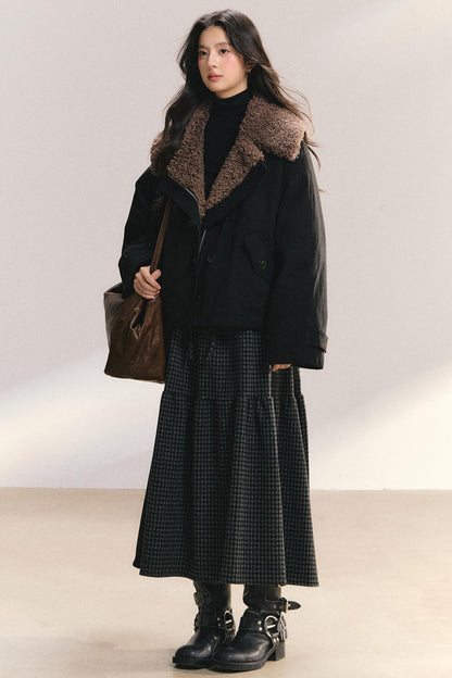 Large Fur Collar Wool Coat