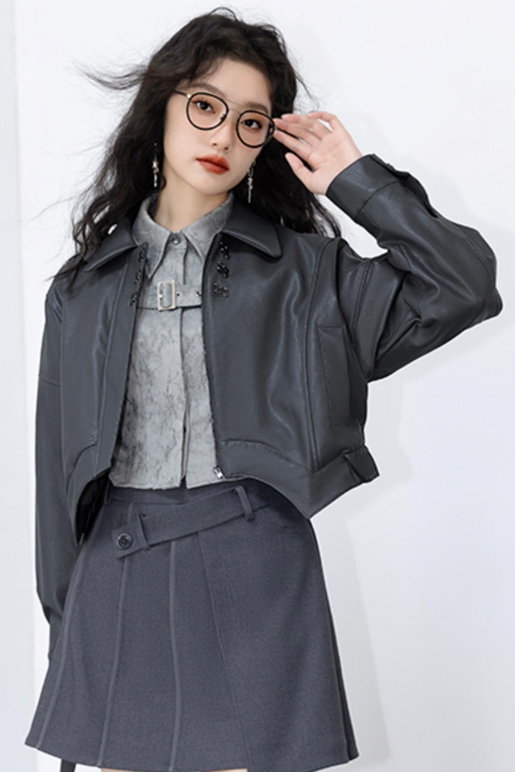 Irregular Gray Biker Jacket