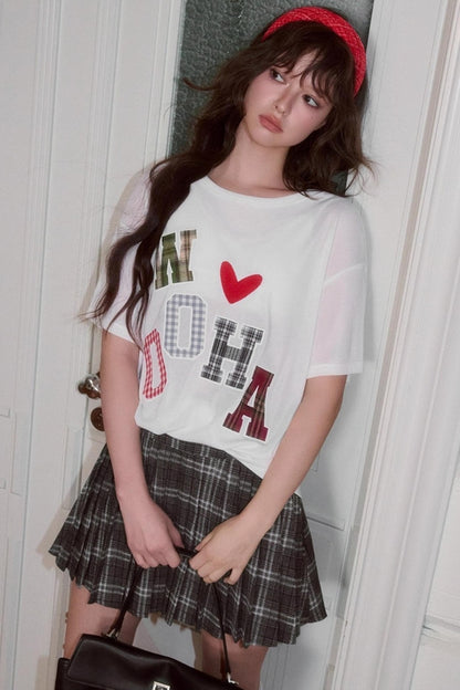 Fall Plaid Patch T-shirt