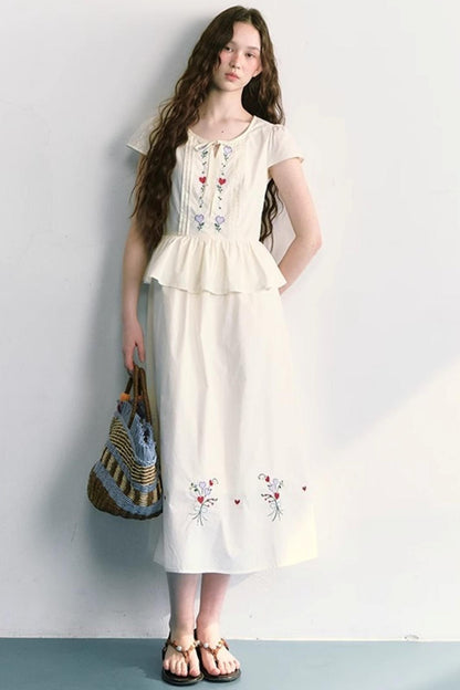 Colorful Embroidered Double-Layer Dress