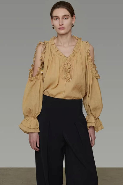 Lockeres Off-Shoulder-Shirt mit Rüschen