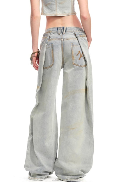 Reversed Wide-Leg Cargo Pants