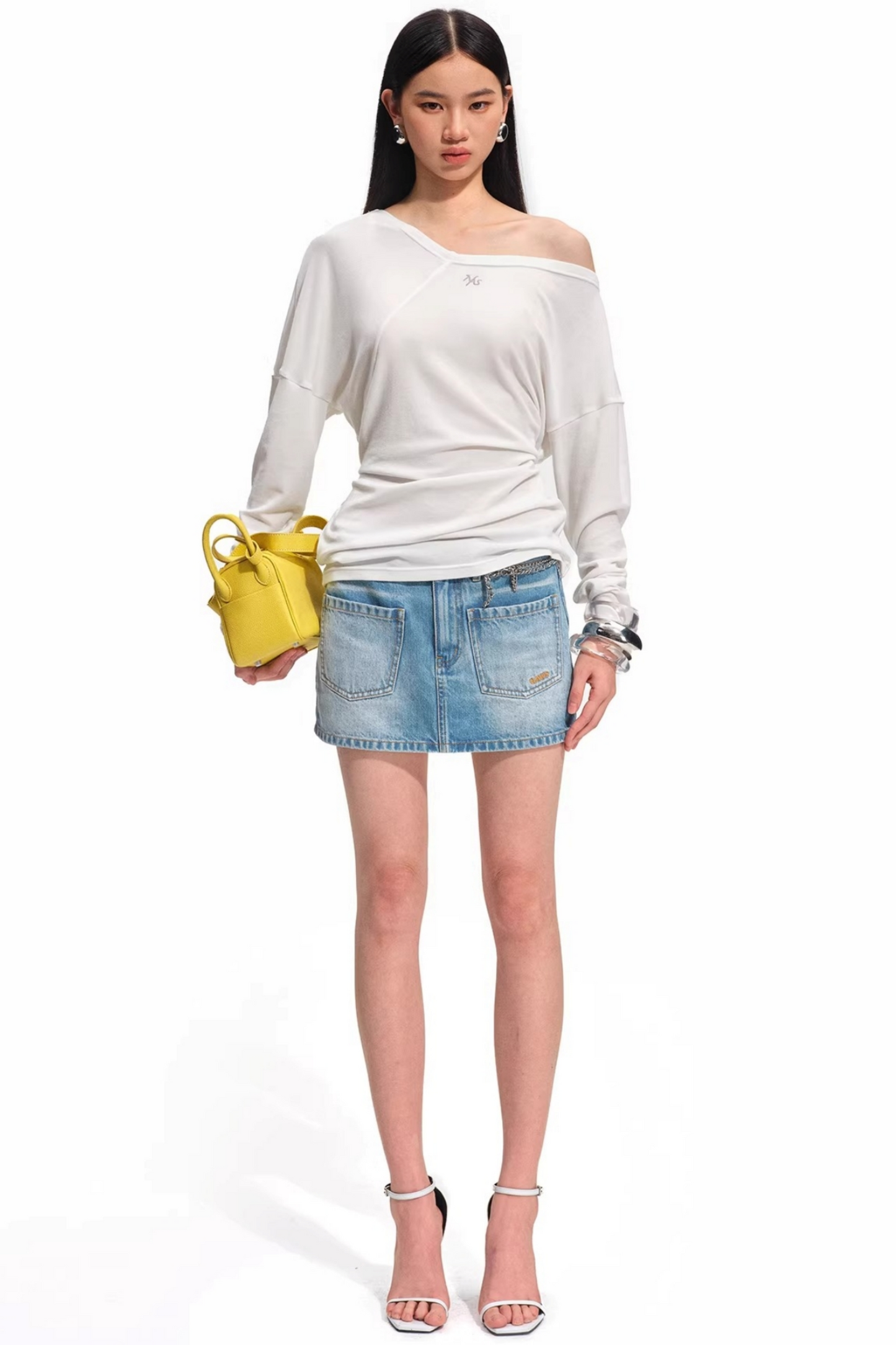 Merino Wool One-Shoulder Knit Top