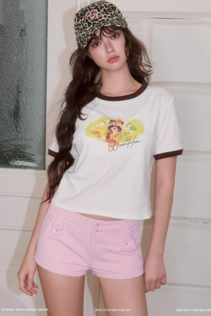 Cute Illustration Print Short Sleeve T-Shirt