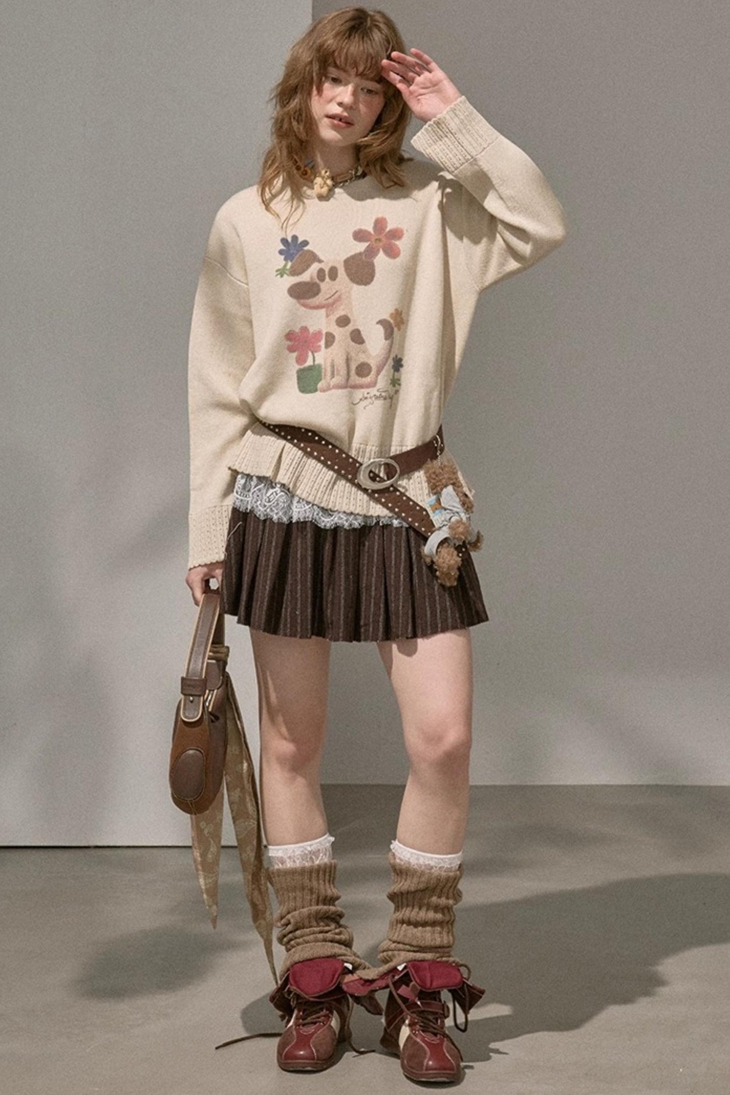 Winter Tweed Pleated Puffy Skirt