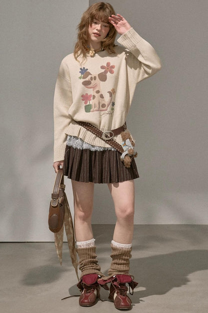 Winter Tweed Pleated Puffy Skirt