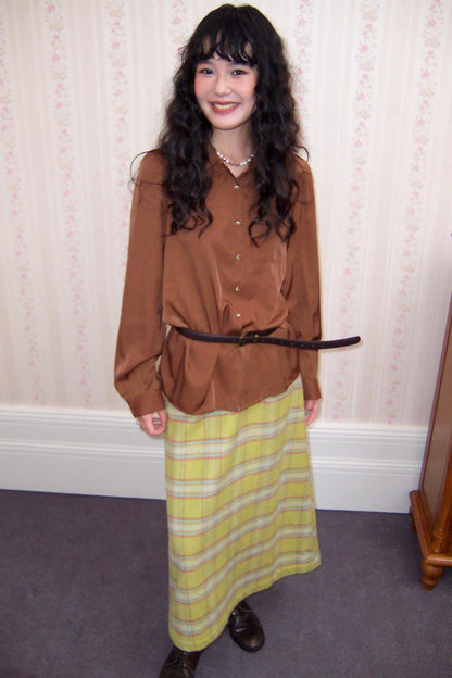 Vintage Pleated Brown Shirt