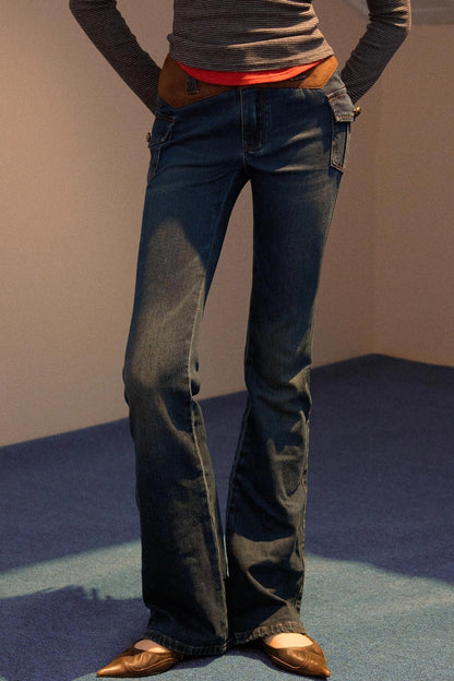 Vintage Patchwork Flared Jeans