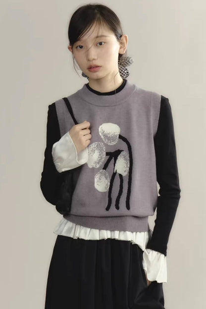 Retro Jacquard Layered Vest