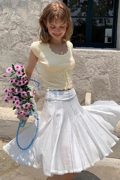 White Lace A-Line Skirt