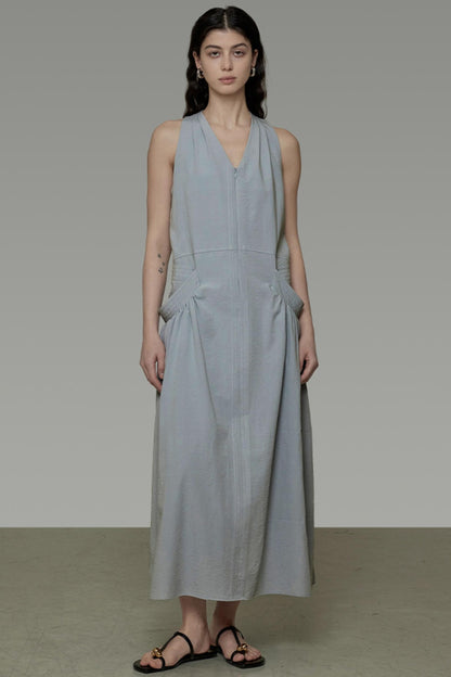 V-Neck Pocket Maxi Dress