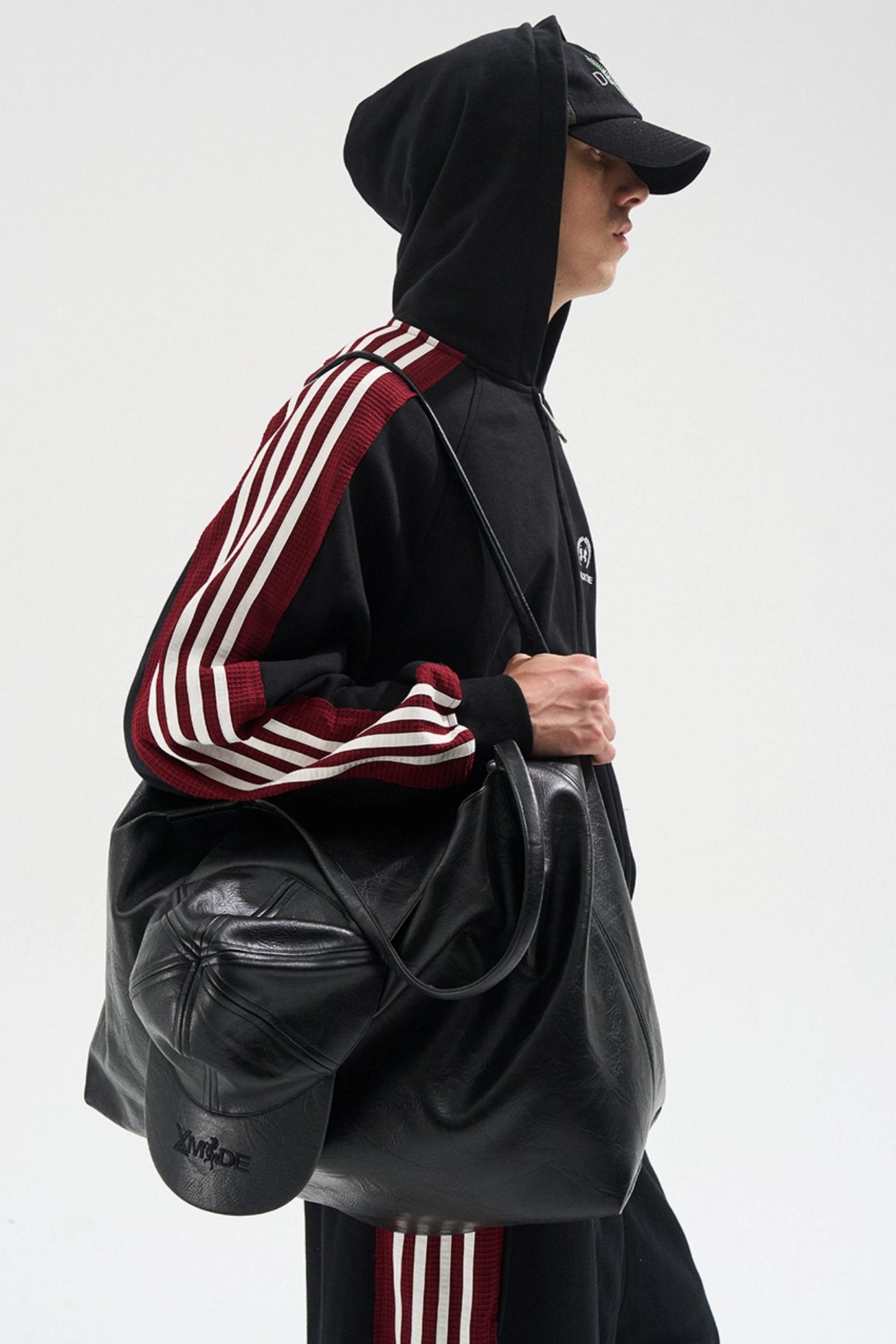 Raw Edge Contrast Hooded Cardigan