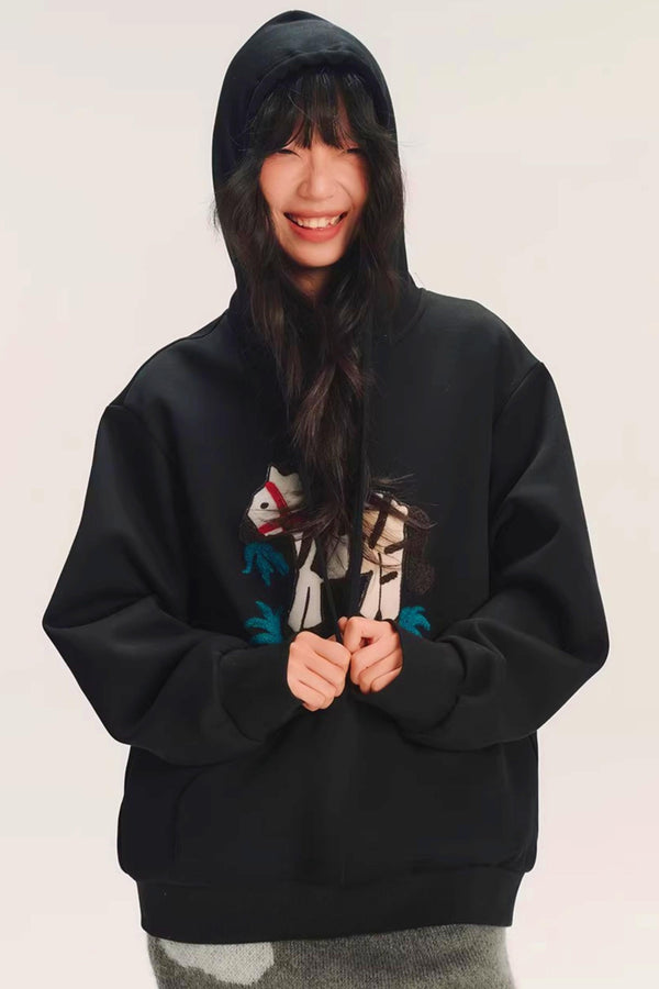 Color-Block Embroidered Hoodie