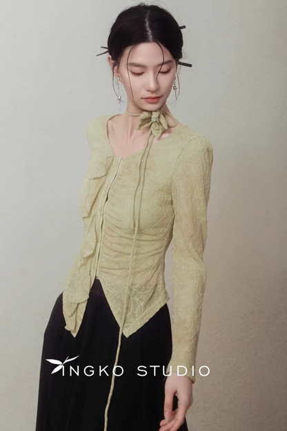 Spring Bud Green Floral Top