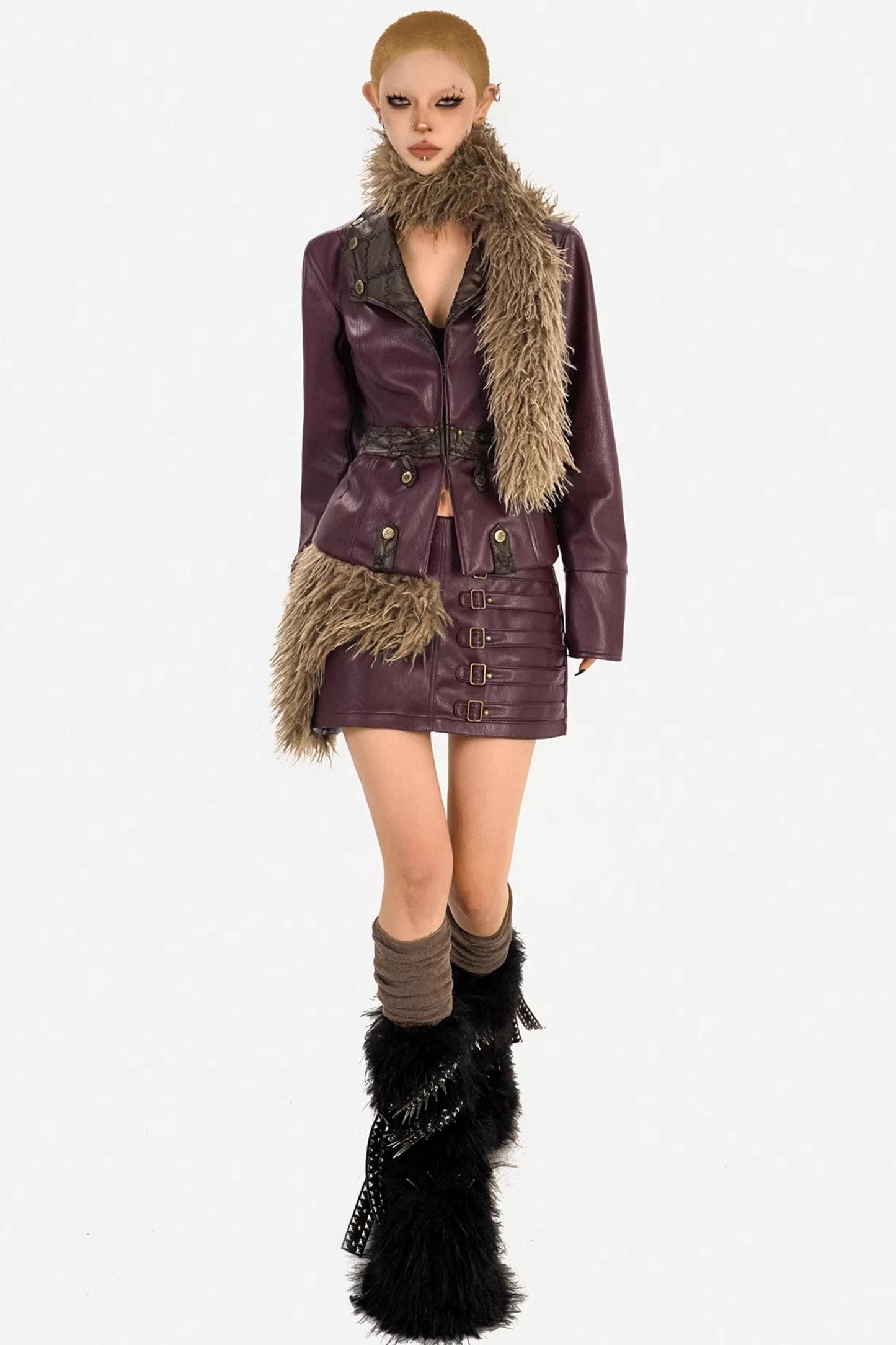 Wine Red Leather Skirt