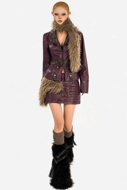 Wine Red Leather Skirt