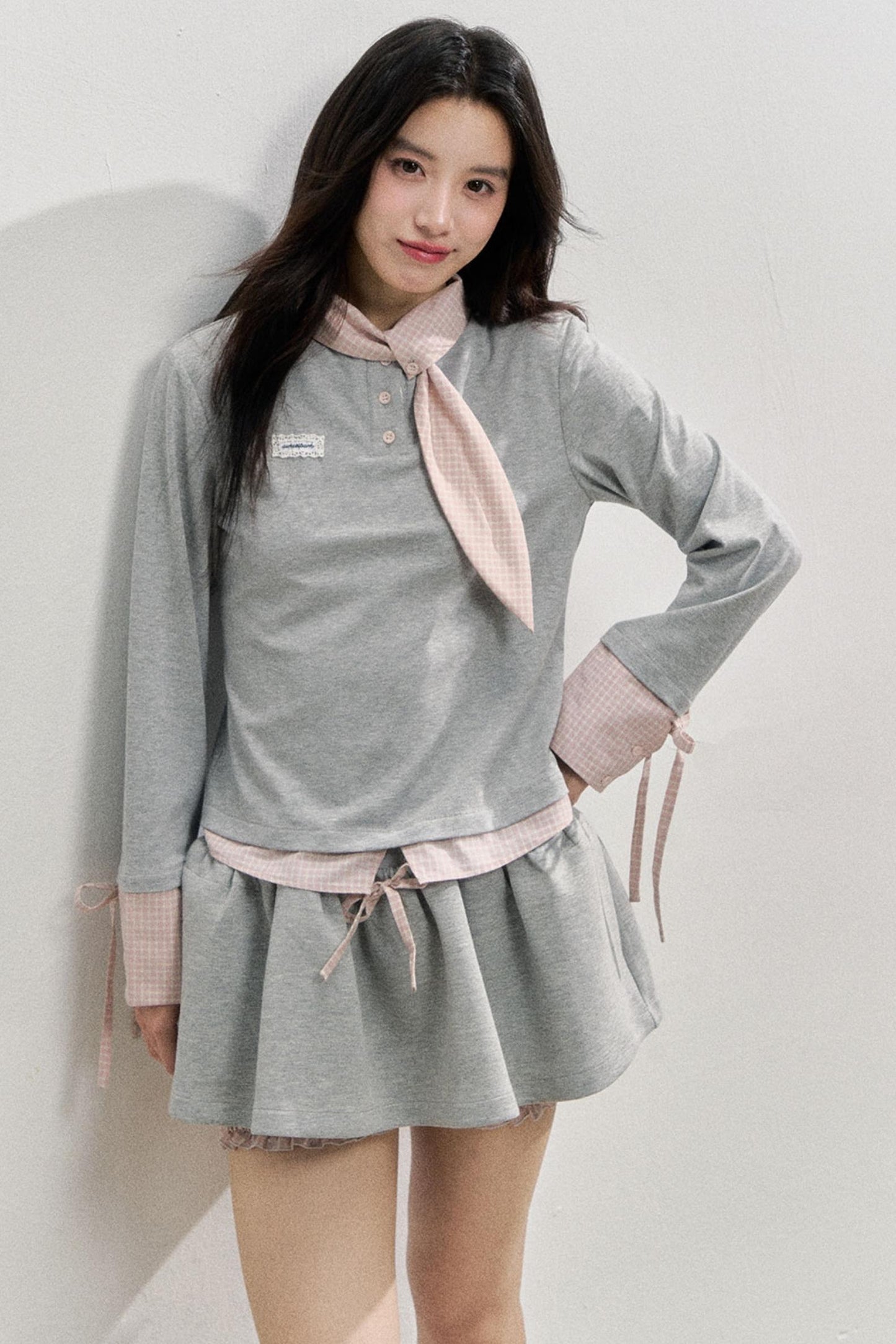 Comfort Bow Skirt Sweatshirt Set-Up