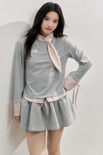 Comfort Bow Skirt Sweatshirt Set-Up