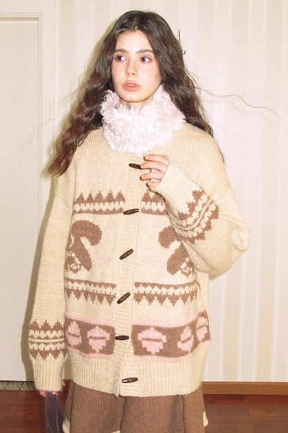 Pinecone Velvet Jacquard Sweater Skirt Set