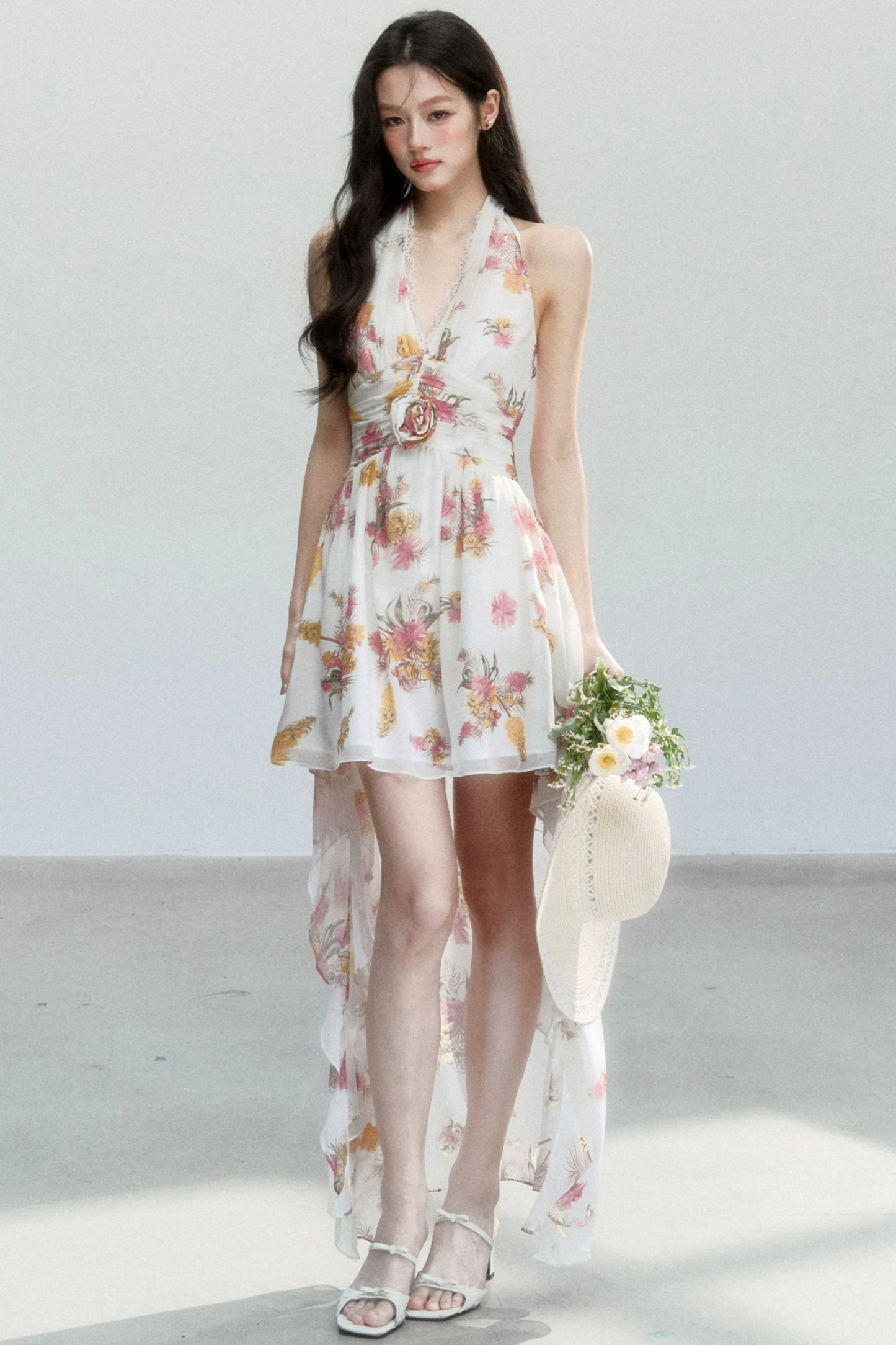 Chiffon Floral V-Neck Dress