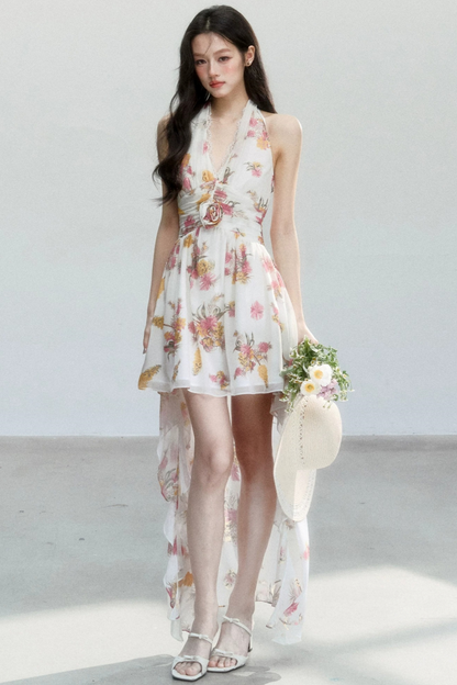 Chiffon Floral V-Neck Dress