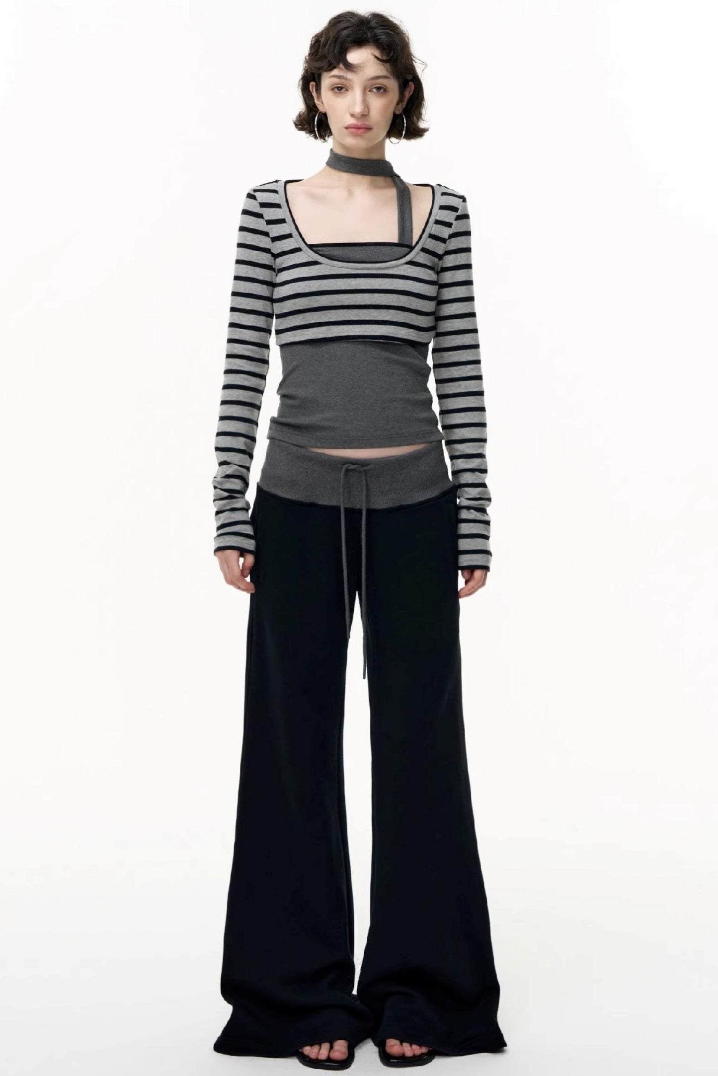 Flared Cotton Wide-Waisted Sweatpants
