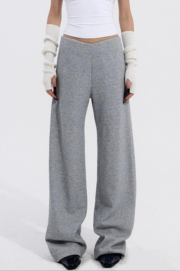 Solid V-Waist Fleece Pants