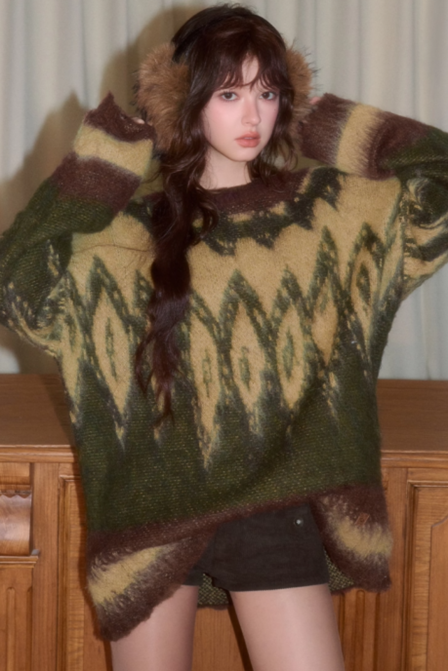 Retro Contrast Jacquard Loose Sweater