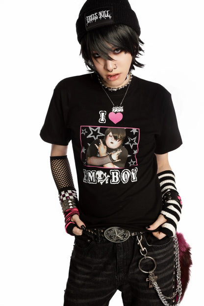 Versatile Gothic Slim Shoulder T-Shirt