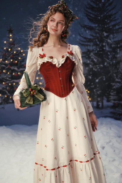 Red Velvet Lace Corset Dress Set-Up