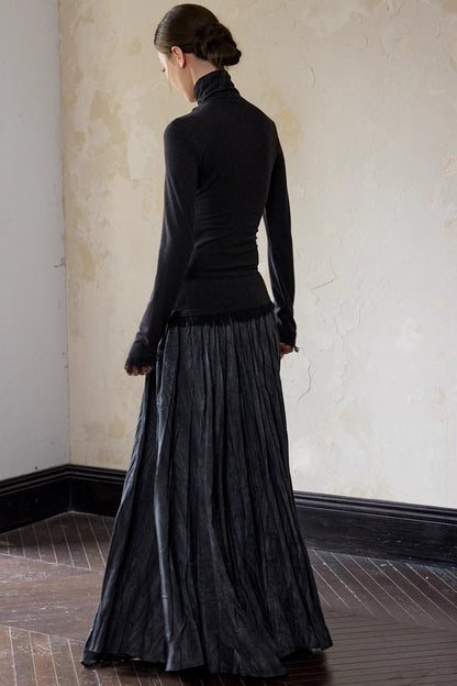 White Wool Turtleneck Knit Top