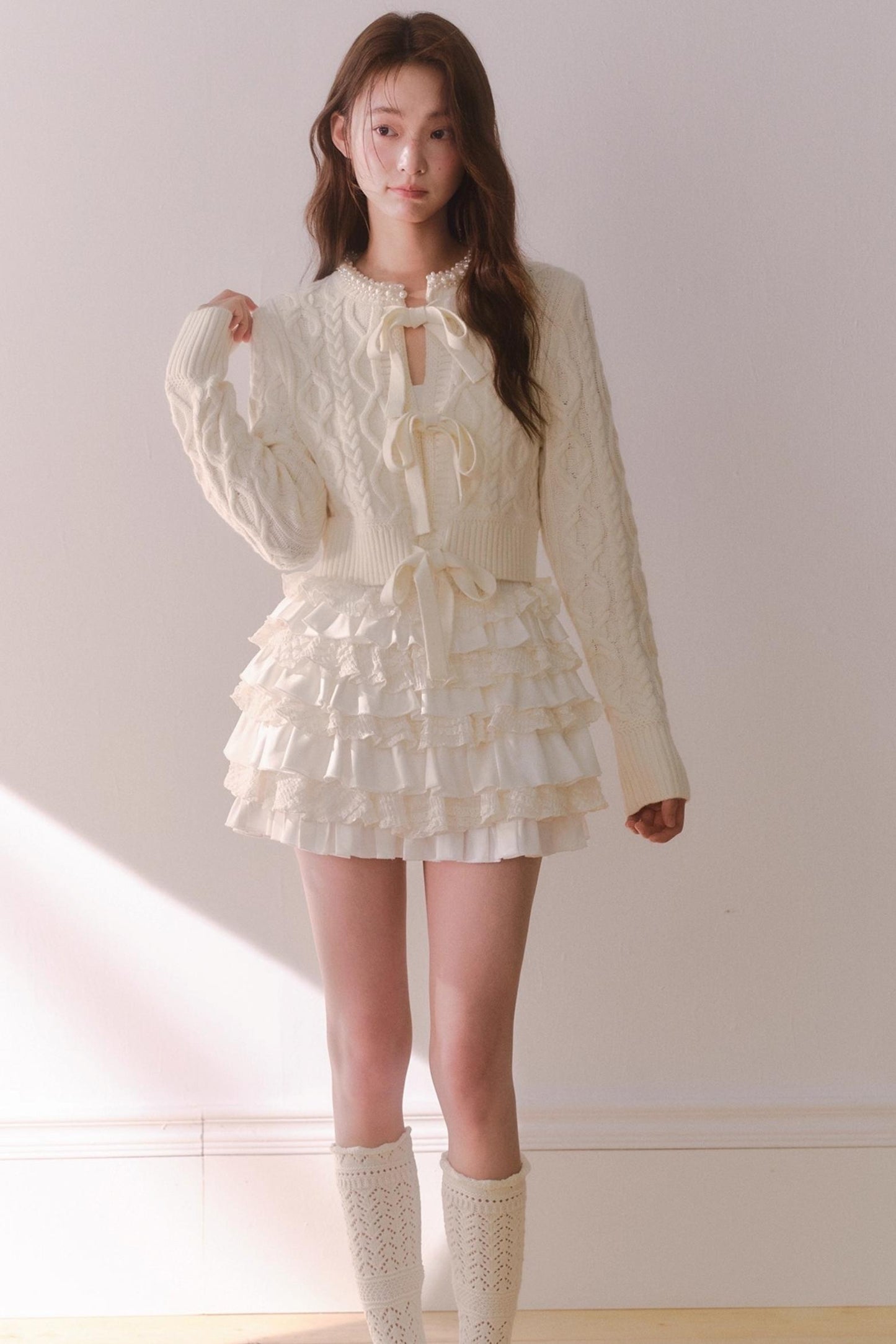 Retro Crochet Pearl Cardigan